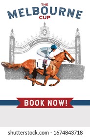 Melbourne Cup Horse Racing Illustration