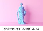 Melpomene, initially the Muse of Chorus, she then became the Muse of Tragedy, for which she is best known now. 3d rendering statue. Creative concept of symbol of theater and tragedy, theatrical art