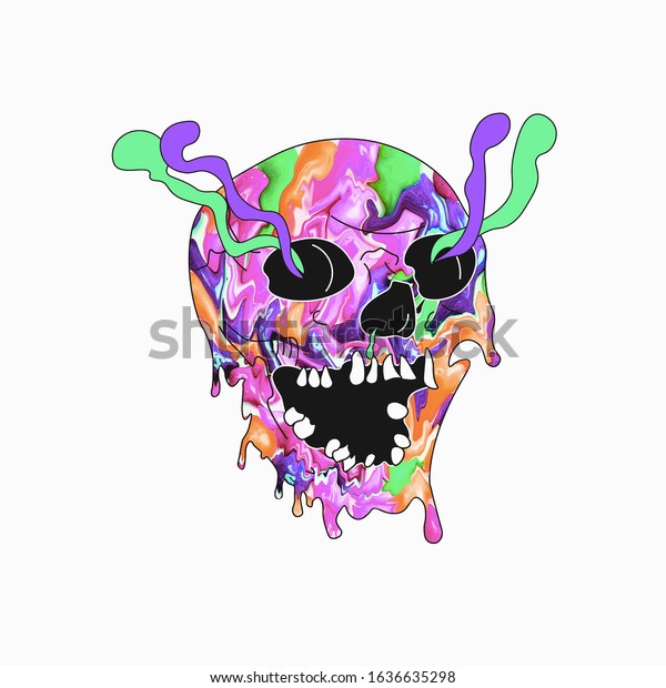 Melted Human Skull Made Adobe Illustrator Stock Illustration 1636635298 ...