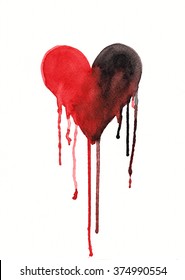 Melting Or Crying Heart Watercolor Painting