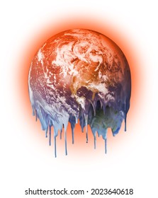 Melting Hot And Dripping Unhabitable Planet Earth, Global Warming Climate Change Concept 3d Illustration