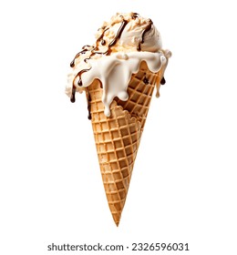 Melting Ice Cream Cone isolated on white background. - Powered by Shutterstock