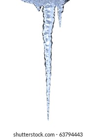 Melting icicles on white background with clipping path