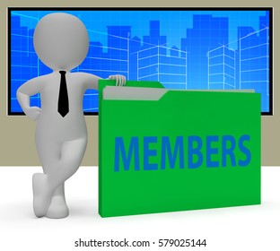 Members Folder Character Representing Join Up 3d Rendering