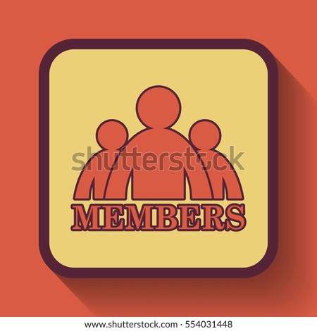 Members icon, colored website button on orange background.