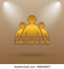 Members icon. Internet button on brown background.