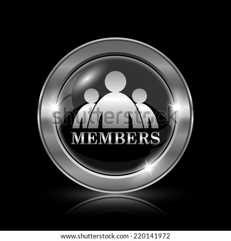 Members icon. Internet button on black background. 