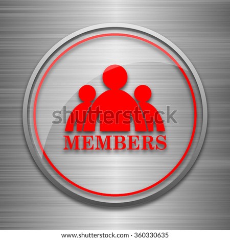 Members icon. Internet button on metallic background. 