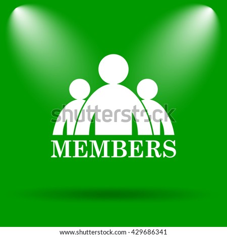 Members icon. Internet button on green background.