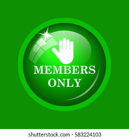 Members Only Icon. Internet Button On Green Background. 
