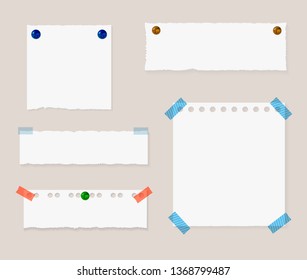Memo Pinned Papers, Isolated Design Elements Set with Shadows and Realistic Pin Buttons. - Shutterstock ID 1368799487