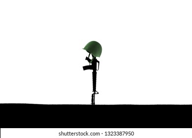 Memorial Battlefield Cross. The Symbol Of A Fallen Indian Soldier 3d Illustration