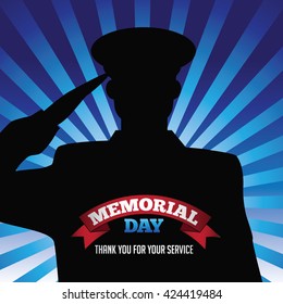 Memorial Day saluting soldier marketing background design. 