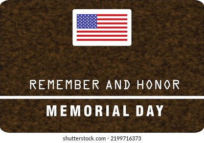 Memorial Day In United States. Remember And Honor. Federal Holiday For Remember And Honor Persons Who Served In The United States Armed Forces. Illustration Poster With US Flag.