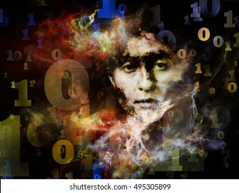 Memory Of Me Series. Abstract Background Made Of Female Portrait, Digits And Space Texture  For Use With Projects On Art, Philosophy And Spirituality