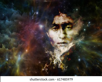 Memory Of Me Series. Composition Of Female Portrait And Space Texture  On The Subject Of Art, Philosophy And Spirituality