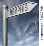 Memphis road sign clipping path isolated arrow pointing towards American city concept travel tourism holiday vacation culture destination route highway in United States of America USA