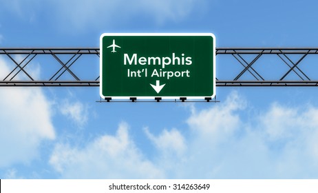 Memphis USA Airport Highway Sign 3D Illustration