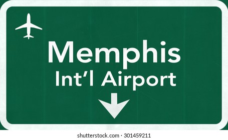 Memphis USA International Airport Highway Road Sign 2D Illustration Texture, Background, Element