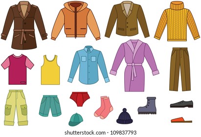 Men Clothing Collection Color Contour Stock Illustration 109837793 ...