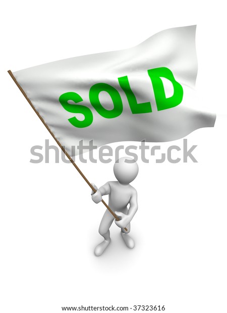Men with flag sold.\
3d