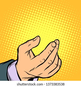 Men Hand Presentation Gesture. Pop Art Retro  Illustration Kitsch Vintage