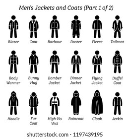 Men Jackets Coats Stick Figures Depict Stock Vector (Royalty Free ...