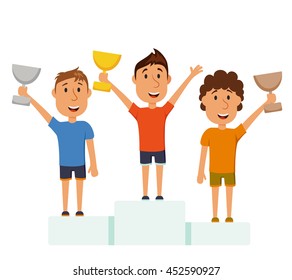 Men On Pedestal Group Athletes Win Stock Vector (Royalty Free ...