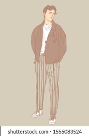 Men Outfit Sketch Illustration Stand Stock Illustration 1555083524 ...