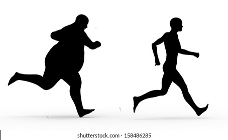 Men running silhouettes