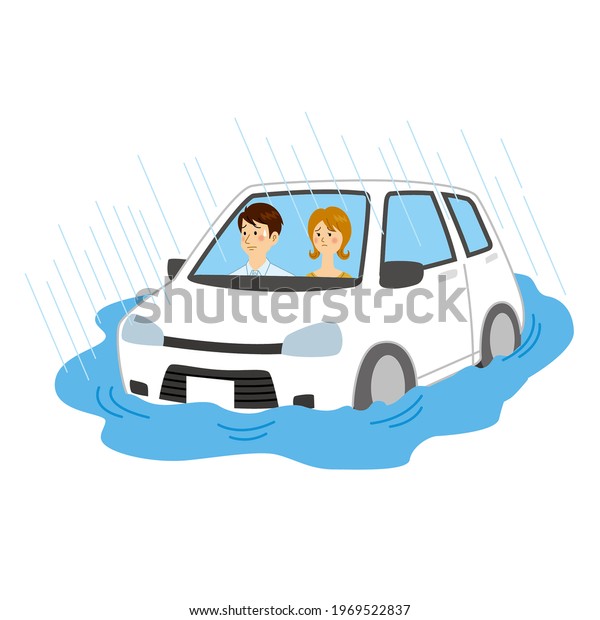 Men and women in flooded\
cars