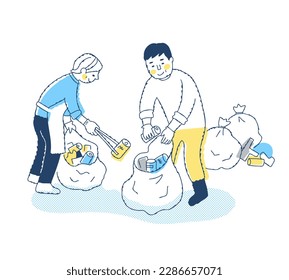 Men and women picking up garbage such as empty cans - Powered by Shutterstock