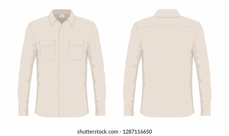 Mens Dress Shirt Front Back Views Stock Illustration 1287116650