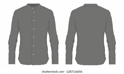Mens Dress Shirt Front Back Views Stock Illustration 1287116656 ...