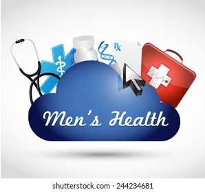 Mens Health Cloud Computing Illustration Design Over A White Background