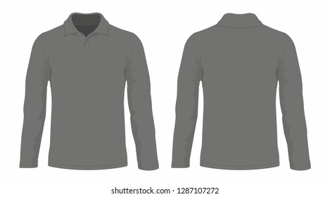 Men's long sleeve t-shirt. Front and back views on white background - Shutterstock ID 1287107272