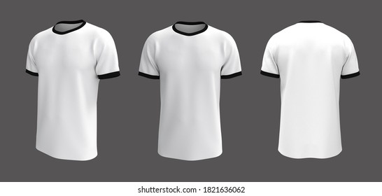 Men's Ringer Tee Mock Up. 3d Rendering, 3d Illustration.