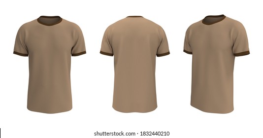 Mens Ringer Tee Mock 3d Rendering Stock Illustration 1832440210