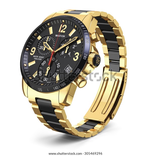 Mens Swiss Mechanical Golden Wrist Watch Stock Illustration 305469296 ...