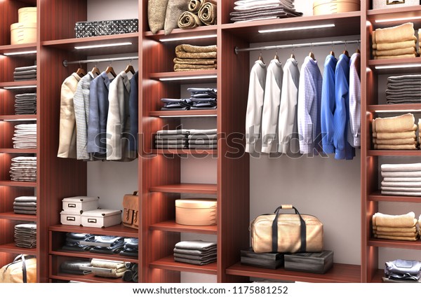 Mens Wardrobe 3d Illustration Stock Illustration 1175881252