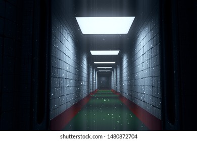 Mental Asylum Corridor 3D Illustration