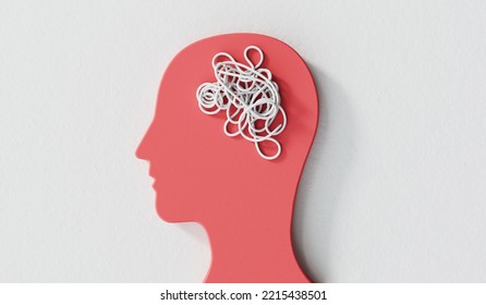 Mental Health Concept. Tangled Chaotic Brain, Personality And Emotion. 3D Rendering. 3D Illustration