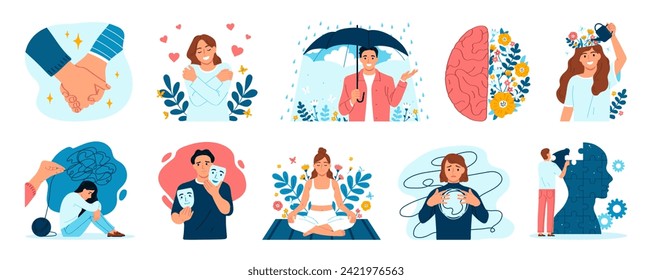 Mental health icons in flat style - Powered by Shutterstock