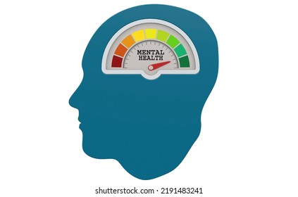 Mental Health Measuring Scale With Color Indicator, 3d Rendering