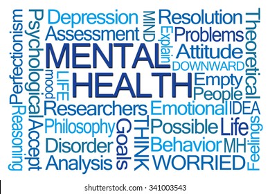 Mental Health Word Cloud On White Background