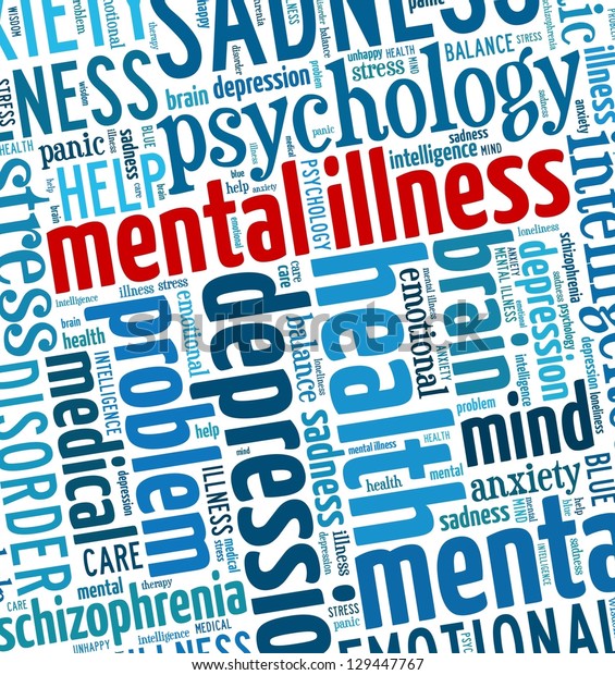 Mental Illness Word Collage Stock Illustration 129447767