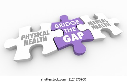 Mental Physical Health Bridge The Gap Puzzle Pieces 3d Illustration