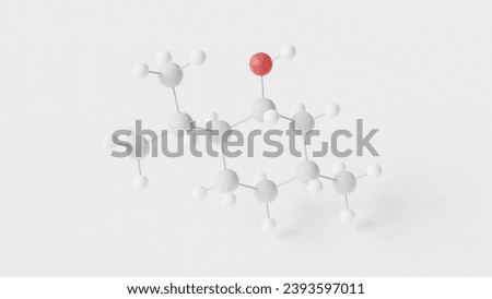 menthol molecule 3d, molecular structure, ball and stick model, structural chemical formula monoterpenoid