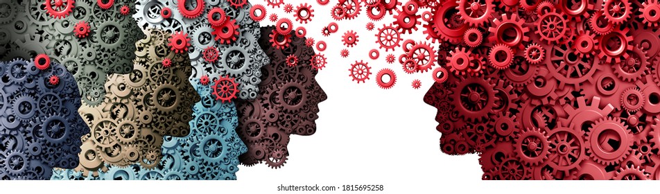 Mentor training and leadership or consulting business concept and corporate management education made of gears and cogs and knowledge or educate the mind for career success as a 3D render. - Powered by Shutterstock