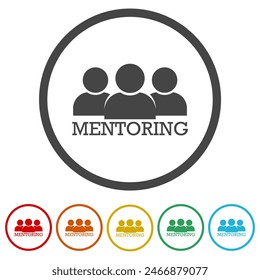 Mentoring sign icon. Set icons in color circle buttons - Powered by Shutterstock